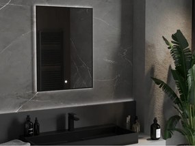 Mexen Erma világító fürdőszobai tükör 60 x 80 cm, LED 6000K, páramentes, fekete keret - 9814-060-080-611-70