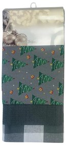 Konyhatörlő karácsonyi szürke fa 45x70cm 3 db TiaHome