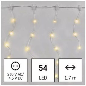 LED karácsonyi drop fényfüzér – jégcsapok, 1,7 m, kültéri és beltéri, meleg fehér, progr.
