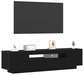 TV szekrény LED fényekkel, fekete tölgy, 160x35x40 cm, műgyanta