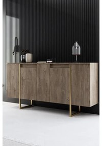 Konzolasztal Luxe - Walnut, Gold