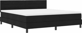 vidaXL Boxrugós ágy matracmal leddel Fekete 180 x 200 cm szövet