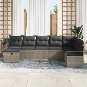 Kerti Kanapé Szett 8 pcs Szürke 287 x 177 x 85 cm Poli rattan