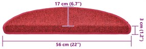 30 db bordeaux piros lépcsőszőnyeg 56x17x3 cm
