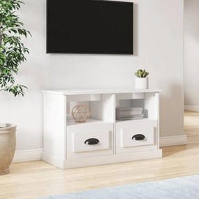 Magasfényű fehér szerelt fa TV-szekrény 80 x 35 x 50 cm