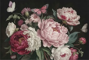 Fotótapéta Flizelin Dekoratív Iroda Bazsarózsa és pillangók 152x104 Ragasztó