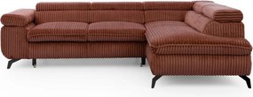 Terrakotta színű kordbársony sarokkanapé (jobb oldali-L alakú) Marbeya – Ropez