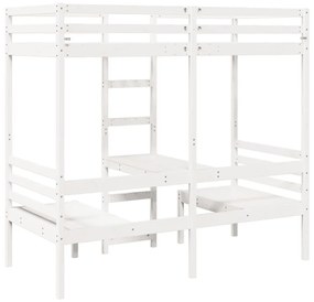 fehér fenyő galériaágy-keret asztallal és székekkel 90 x 190 cm