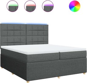 vidaXL sötétszürke szövet rugós ágy matraccal 200 x 200 cm