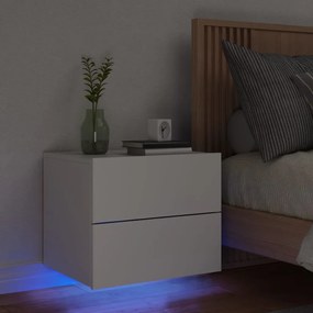 Fehér falra szerelhető éjjeliszekrény LED-világítással