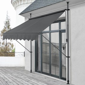 [pro.tec] Napellenző erkélyre teraszra feltekerhető Szürke 200 x 120 x 200-300 cm