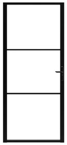Fekete ESG üveg és alumínium beltéri ajtó 102,5 x 201,5 cm