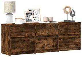 füstös tölgy színű szerelt fa LED-es TV-szekrény 140x34x50 cm
