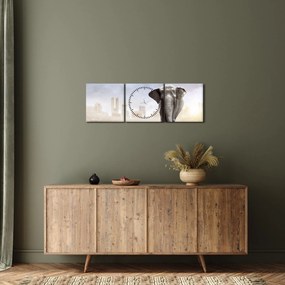 Kép - Elefánt egy nagyvárosban (órával) (90x30 cm)