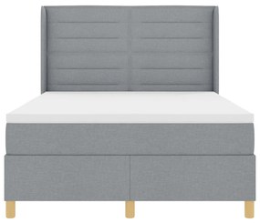 Boxspring Ágy Mattal és LED Fény Szürke 140x200 cm Szövet