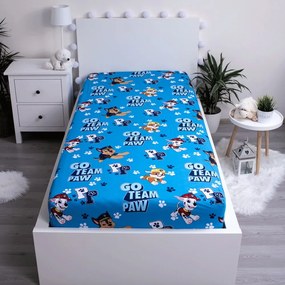 Kék gumis pamut gyerek lepedő 90x200 cm Paw Patrol – Jerry Fabrics