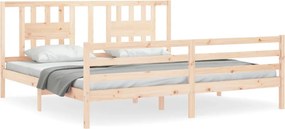 vidaXL tömör fa ágykeret fejtámlával 200 x 200 cm