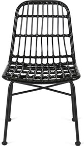 Rattan szék fekete színben WALDI