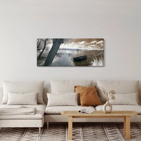 Egy csónak képe a tavon (120x50 cm)