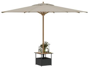 fekete polyrattan kerti asztal napernyőlyukkal 55x55x46,5 cm