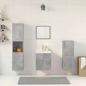 5 részes betonszürke szerelt fa fürdőszobai bútorszett