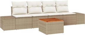 vidaXL Kerti Kanapé Szett párnával 5 pcs Bézs Poli rattan
