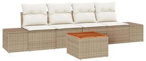 vidaXL Kerti Kanapé Szett párnával 5 pcs Bézs Poli rattan