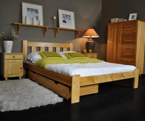 AMI nábytek Fenyőfa ágy Brita 140x200 cm, éger színben