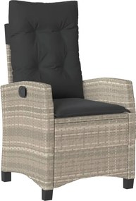 vidaXL világosszürke polyrattan dönthető kerti szék párnával