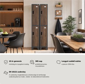Öltözőszekrény fém munkahelyi mély 2 ajtós antracit/dió, 292x1720x600 mm: BARTEK 1 Plus D600 Eco Design