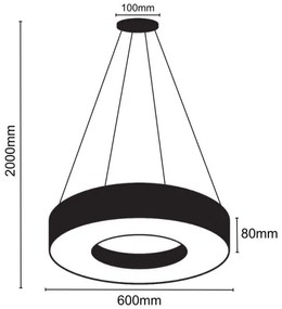 LED dimmelhető csillár zsinóron LED/45W/230V 3000-6500K fekete + távirányítás