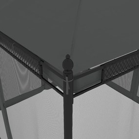 antracitszürke acél pavilon hálós oldalakkal 2,93 x 2,93 m