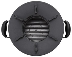 fekete fém fatüzelésű kempingtűzhely 36 x 26 x 22,5 cm