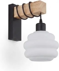 Brilagi - Fali lámpa WOOD GLASS 1xE27/60W/230V fenyő/fekete/fehér
