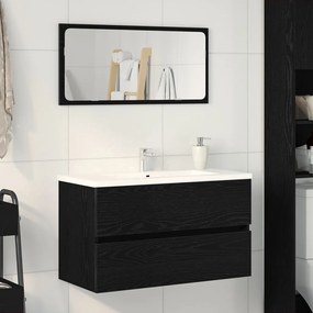 Fekete tölgy színű szerelt fa mosdószekrény 80 x 38,5 x 45 cm