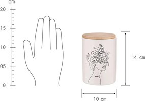 QUEEN IT tárolódoboz bambusz fedéllel 700ml, Line Art