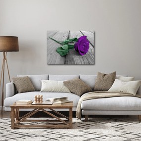 Kép - Lila rózsa zöld szárral (70x50 cm)