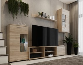 Nappali szekrénysor, sonoma tölgy, fóliázott DTD, FRONTAL 1 NEW