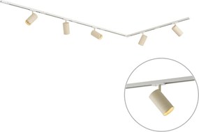 Modern sínrendszer 5 spotlámpával, fehér és bézs színben, 1 fázisú GU10 70mm - Iconic Jeana Luxe