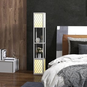 HOMCOM Állólámpa modern dizájnban, 2 polccal, láncos kapcsolóval, fekete-fehér