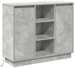 LED-es oldalszekrény Beton szürke 90x32x75 cm Szerelt fa