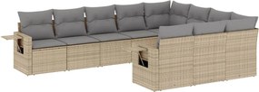 vidaXL 10 részes bézs polyrattan kerti ülőgarnitúra párnával