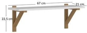 Polc 65 cm Nickole (fehér + kőtölgy). 1053090