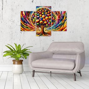 Kép – Színes fa almákkal (90x60 cm)