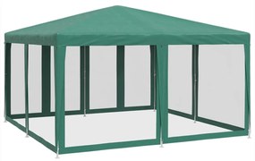 zöld HDPE rendezvénysátor 8 hálós oldalfallal 4 x 4 m