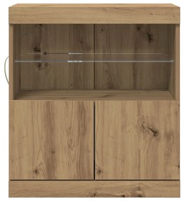 LED világításos oldalszekrény, Mesteri tölgy 60x37x67 cm