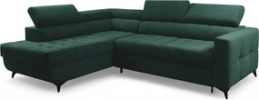 Nardo L sarokkanapé ágyfunkcióval bal oldali - zöld bársony Bluvel 78