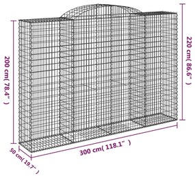 2 db íves horganyzott vas gabion kosár 300x50x200/220 cm