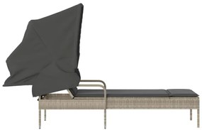 világosszürke polyrattan napozóágy tetővel