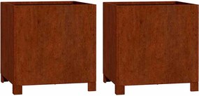 vidaXL 2 db rozsda színű corten acél növénytartó lábbal 40x40x40 cm